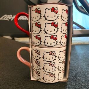 Hello Kitty Gift Set Mugs Pink Red Print NWT